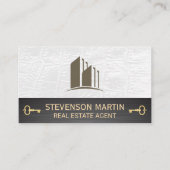 建物ロゴ | ホワイトレザー | スケルトン鍵 名刺 (正面)