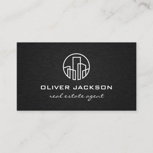 建物不動産リネン背景 名刺 (正面)