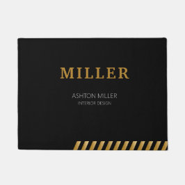 建物契約者ブラックおよび金属金ゴールド ドアマット