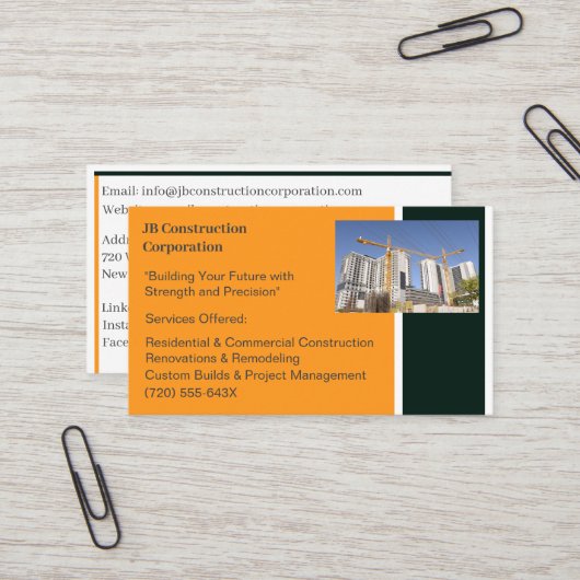 建物契約者建物建築クレーン 名刺 (正面/裏面インサイチュ)