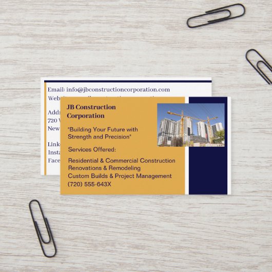 建物契約者建物建築クレーン 名刺 (正面/裏面インサイチュ)