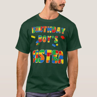 建物少年の誕生日ブロック姉カラフル Tシャツ