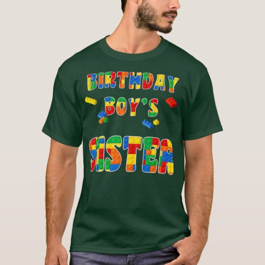 建物少年の誕生日ブロック姉カラフル Tシャツ (正面)