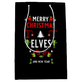 建物建築クリスマス醜い ミディアムペーパーバッグ