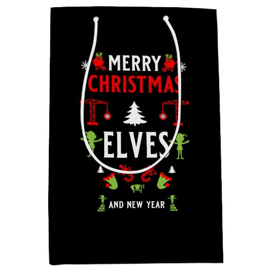 建物建築クリスマス醜い ミディアムペーパーバッグ (正面)