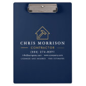 建物建築コントラクターネイビーブルー金ゴールド クリップボード (正面)