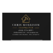 建物建築ブラック金ゴールド マグネット名刺 (正面)