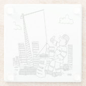 建物建築現場天井クレーン運転士 ガラスコースター (裏面)