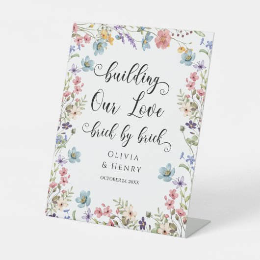 建物我々の愛のブリック結婚ズテーブル 台座サイン (正面)