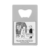 建物測量士の漫画のジョーク。 クレジットカード栓抜き (正面)