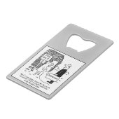 建物測量士の漫画のジョーク。 クレジットカード栓抜き (正面アングル)