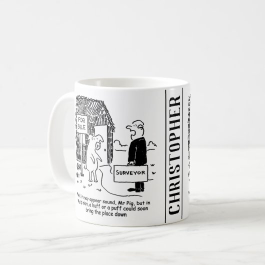 建物調査員がMr Pigの家を見る コーヒーマグカップ (正面左)