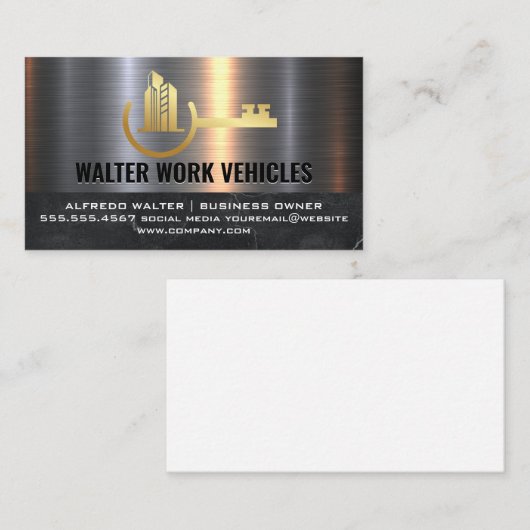 建物鍵ロゴ | メタリック 名刺 (正面/裏面)