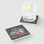 建物aオートバイとパーツスケッチ ストーンコースター (横)