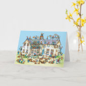 建物aハウス – 子供のグリーティングカード カード (黄色い花)