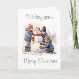 建物A雪だるまクリスマスカード シーズンカード