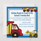 建築おもしろいダンプトラック写真 招待状 (正面)