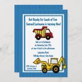 建築おもしろいダンプトラック写真 招待状 (正面/裏面)