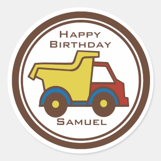 建築おもしろいダンプトラック ラウンドシール (正面)