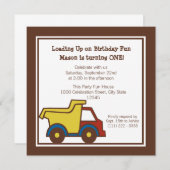 建築おもしろいダンプトラック 招待状 (正面/裏面)