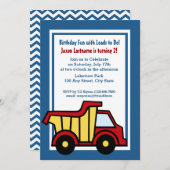 建築おもしろい誕生日ダンプトラック 招待状 (正面/裏面)