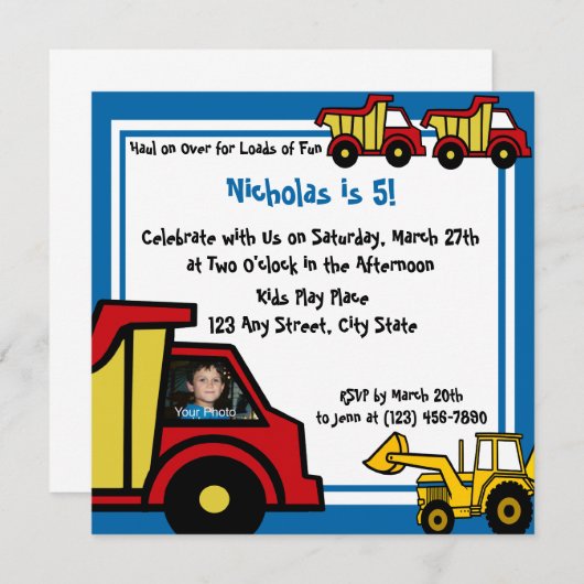 建築おもしろい/ダンプトラック 招待状 (正面/裏面)