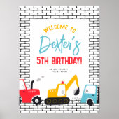 建築おもちゃ男の子の誕生日パーティーウェルカムサイン ポスター (正面)