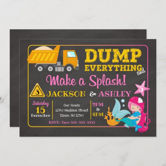 建築および人魚の共同誕生日の招待状 招待状 (正面/裏面)