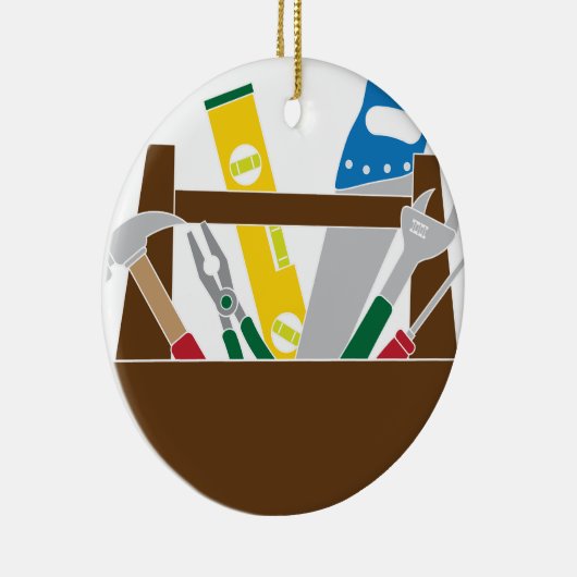 建築が付いている道具箱は色イラストレーションに用具を使います セラミックオーナメント (右)