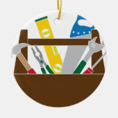 建築が付いている道具箱は色イラストレーションに用具を使います セラミックオーナメント (正面)