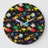 建築で宇宙飛行士を乗せた恐竜を宇宙 ラージ壁時計 (正面)