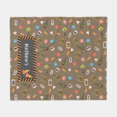 建築と道路のシンボルや象徴ブラウン。フリースブランケット フリースブランケット (正面(横))