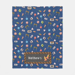 建築と道路シンボルや象徴ブルー。フリースブランケット フリースブランケット