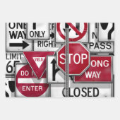 建築と道路作業に関する注意ストライプ ラッピングペーパーシート (正面)