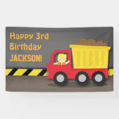 建築のダンプトラックの男の子の誕生会の旗 横断幕 (横)