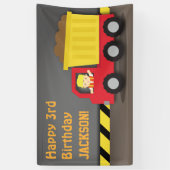 建築のダンプトラックの男の子の誕生会の旗 横断幕 (縦)