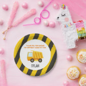 建築のダンプトラックの誕生日 ペーパープレート (パーティー)