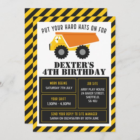 建築のテーマの誕生日のパーティの招待状 招待状 (正面/裏面)