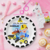 建築のトラックの第1誕生日の紙皿 ペーパープレート (パーティー)