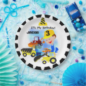 建築のトラックの第3誕生日の紙皿 ペーパープレート (パーティー)