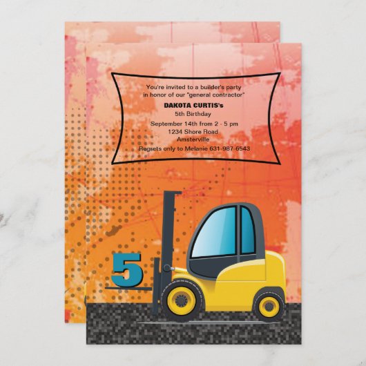 建築のフォークリフトの招待状 招待状 (正面/裏面)