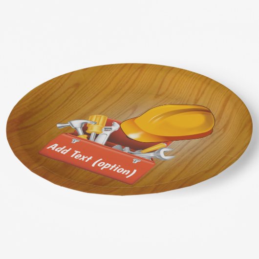 建築のヘルメットおよび道具箱の紙皿 ペーパープレート (アングル)