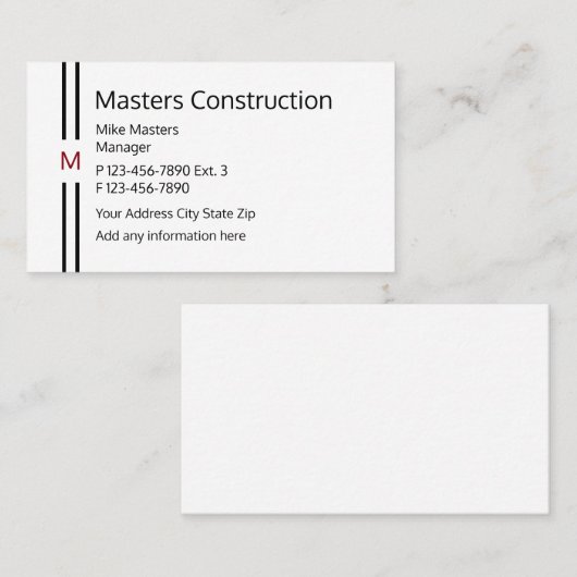 建築のモダンなモノグラムのデザイン 名刺 (正面/裏面)