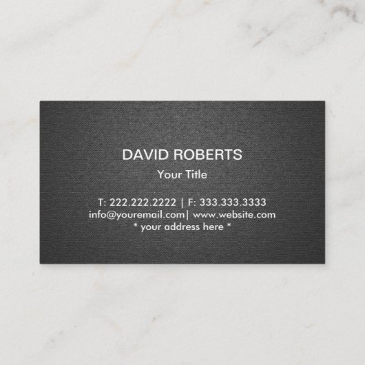 建築のモノグラムのモダンで黒い革 名刺 (裏面)