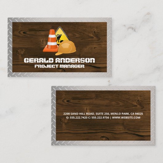 建築のロゴ | ウッド | スチール 名刺 (正面/裏面)