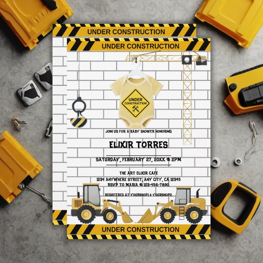 建築の下で赤ちゃん服ベビーシャワー 招待状