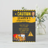 建築の中で注意トラック誕生日パーティー5 招待状 (スタンド正面)