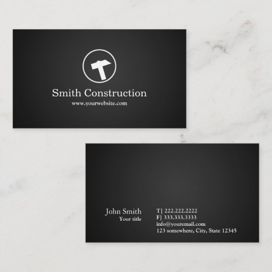 建築の便利屋の専門のハンマーのロゴ 名刺 (正面/裏面)