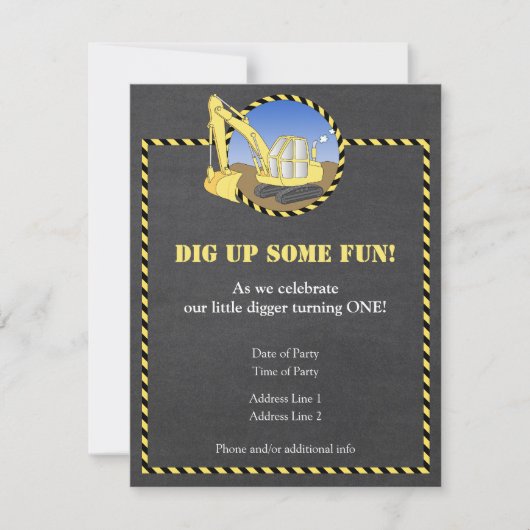 建築の地帯のチョークの誕生日のパーティの招待状 招待状 (正面)