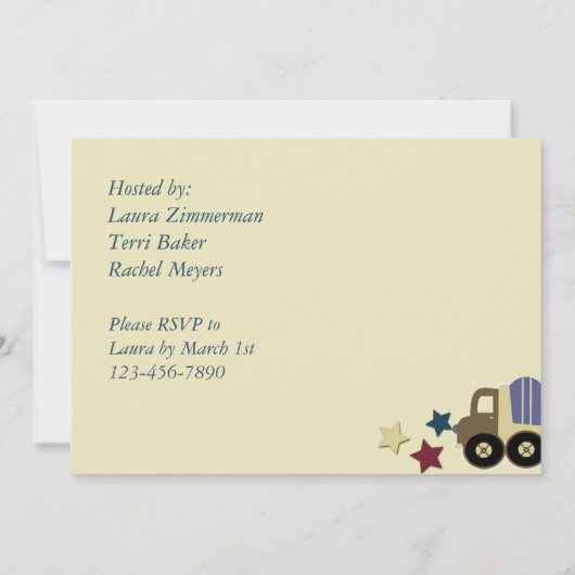 建築の地帯のベビーシャワーの招待状 招待状 (裏面)